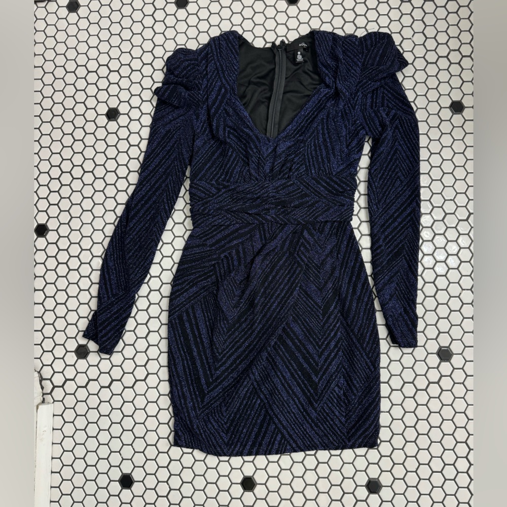 Aqua dress with shoulder pads size XS